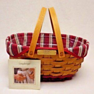 Longaberger 2004 Christmas Collection Red Get Together Basket w/ Liner Protector